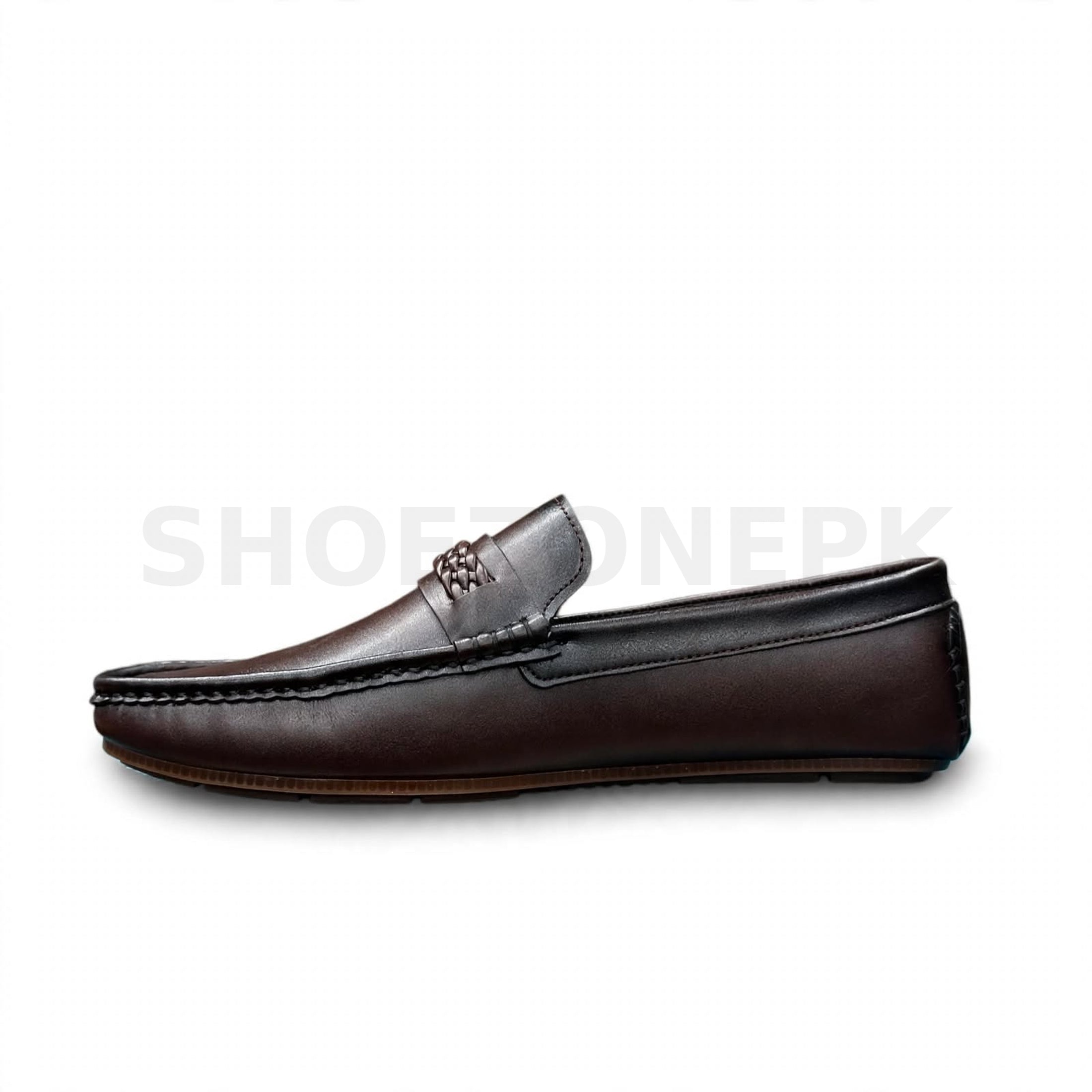 Braided Moccasin Loafer Dark Brown