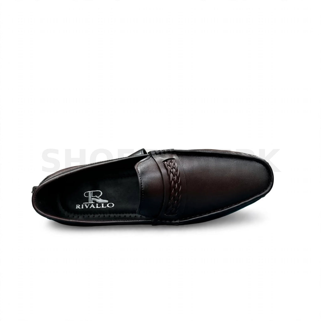 Braided Moccasin Loafer Dark Brown