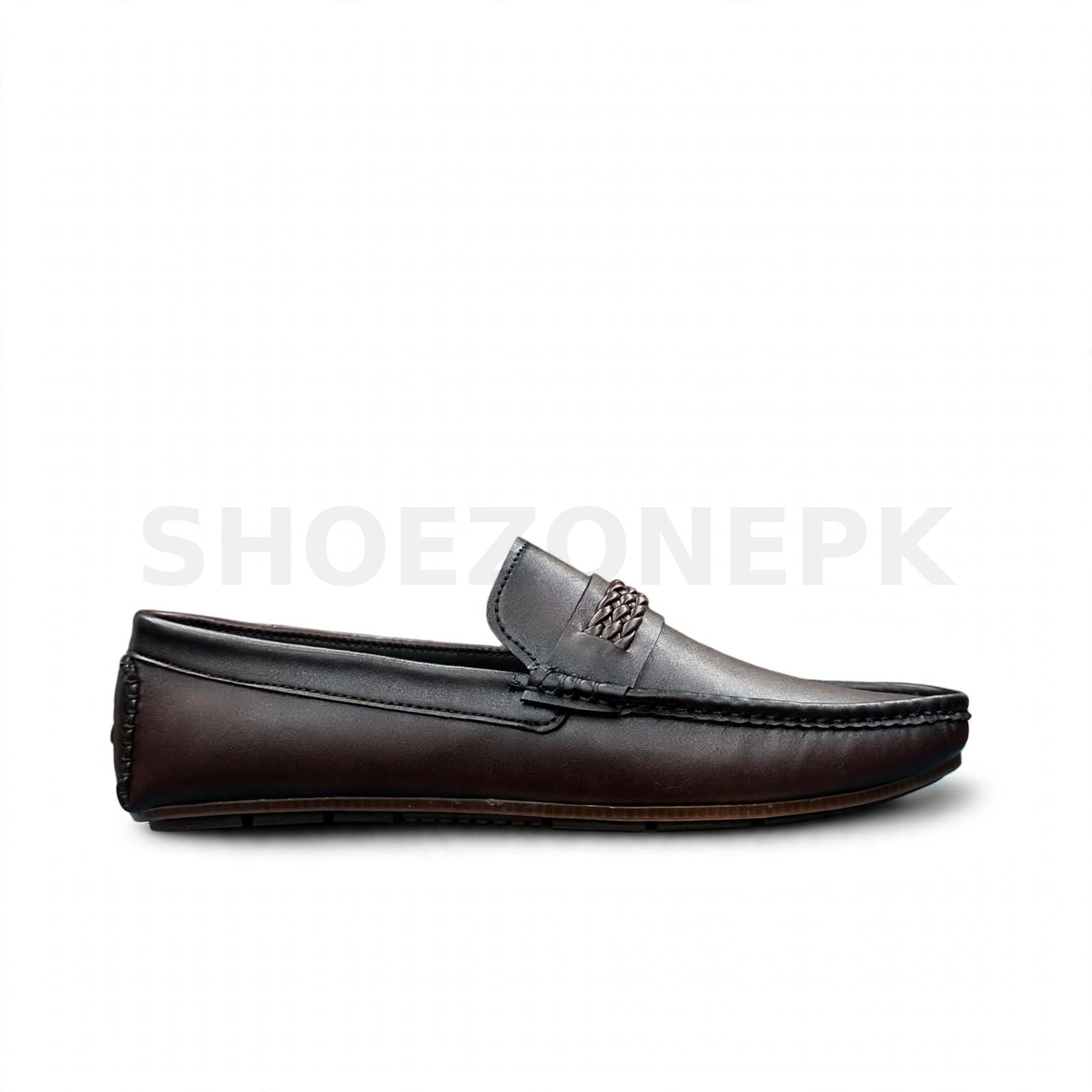Braided Moccasin Loafer Dark Brown