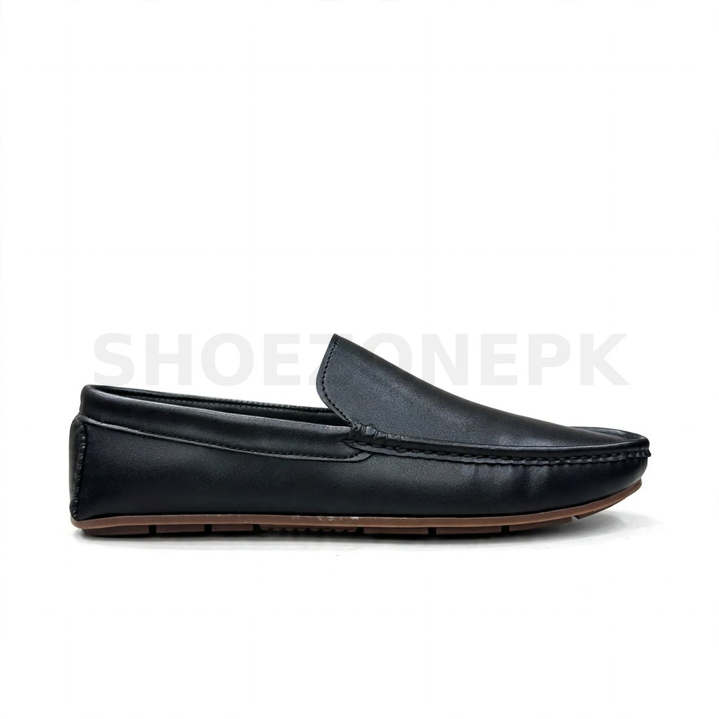 Plain Moccasin Loafer Jet Black