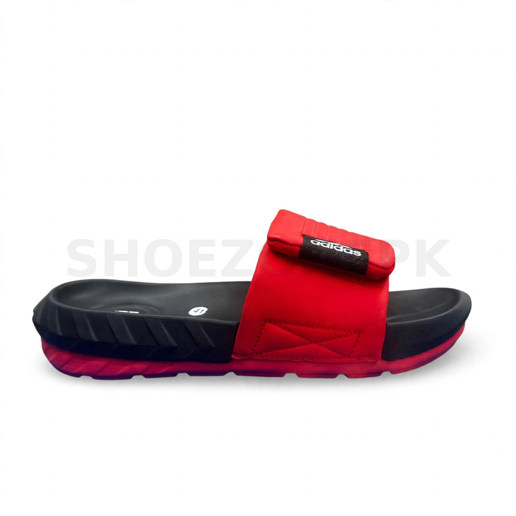 AD Adidas Comfort Slide Thick Sole Red Black Logo
