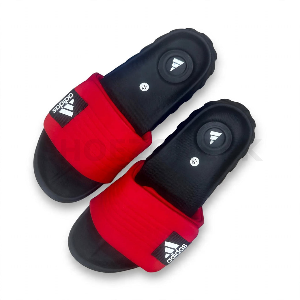 AD Adidas Comfort Slide Thick Sole Red Black Logo