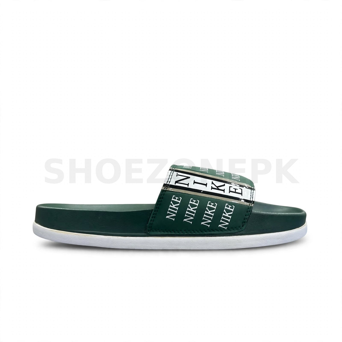 NK Slide Green White Logo Print