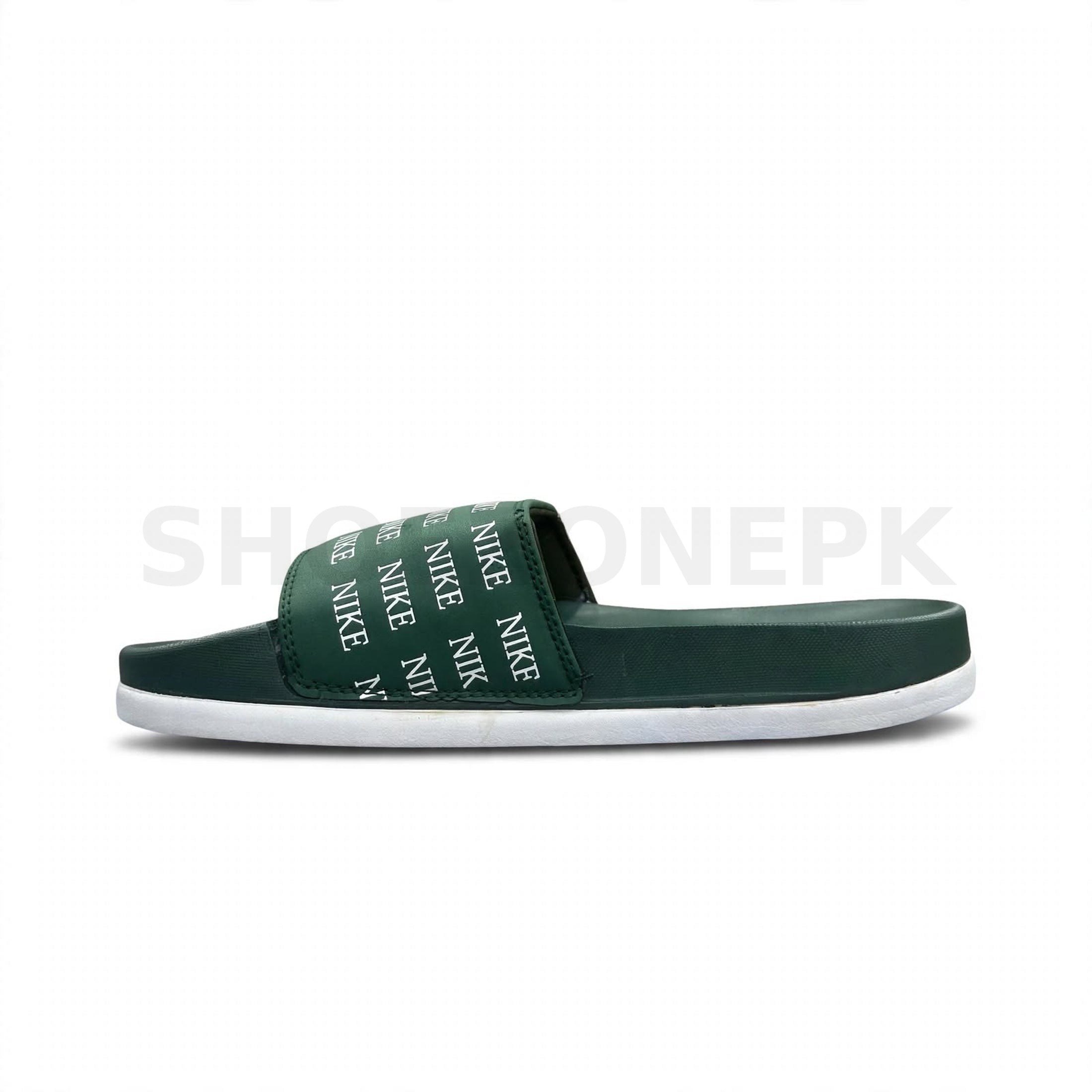 NK Slide Green White Logo Print