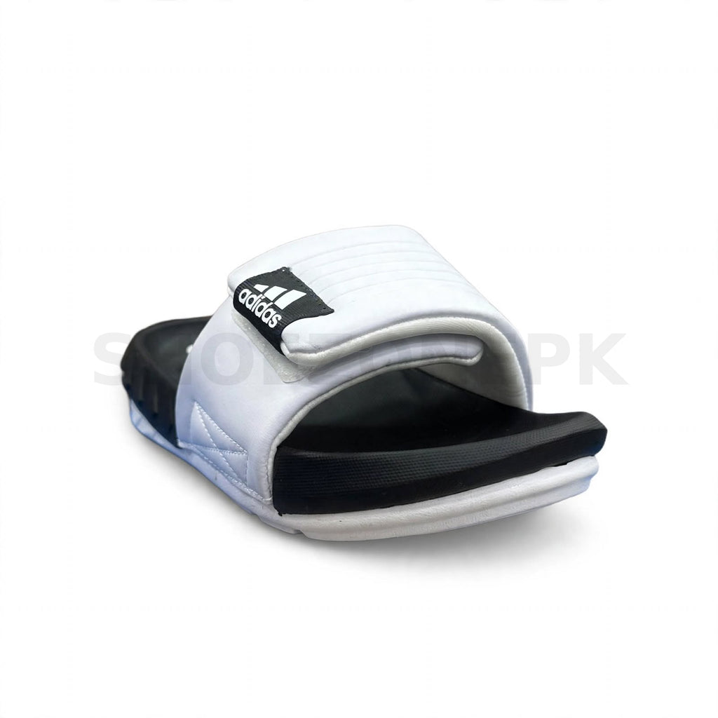 AD Adidas Comfort Slide Thick Sole White Black Logo