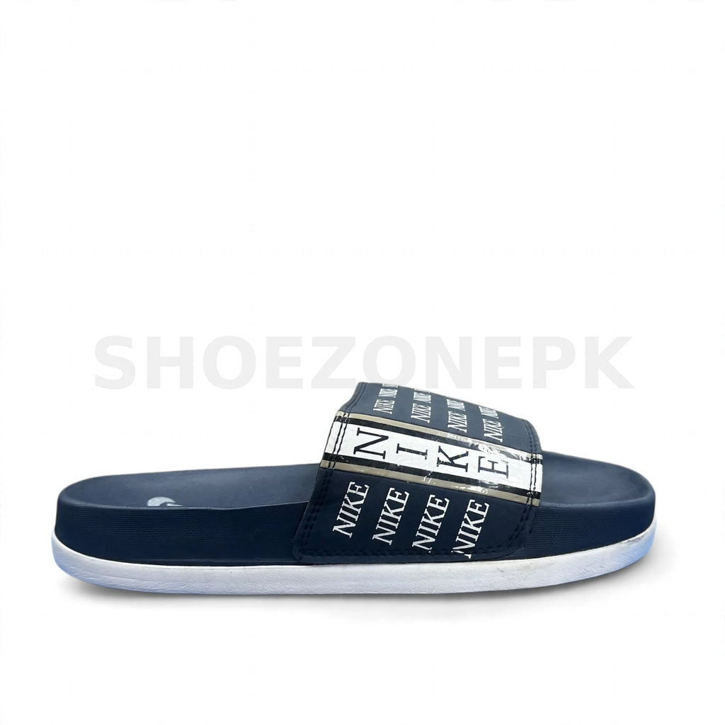 NK Slide Blue White Logo Print