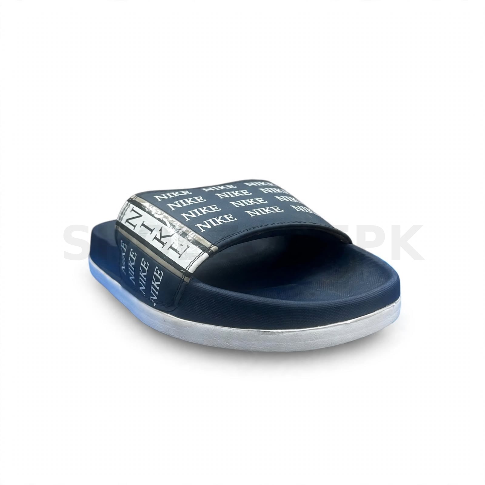 NK Slide Blue White Logo Print