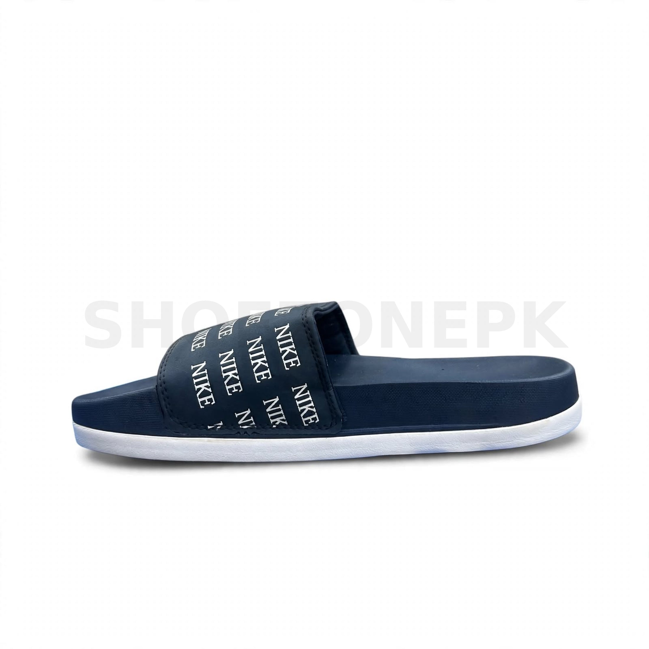 NK Slide Blue White Logo Print