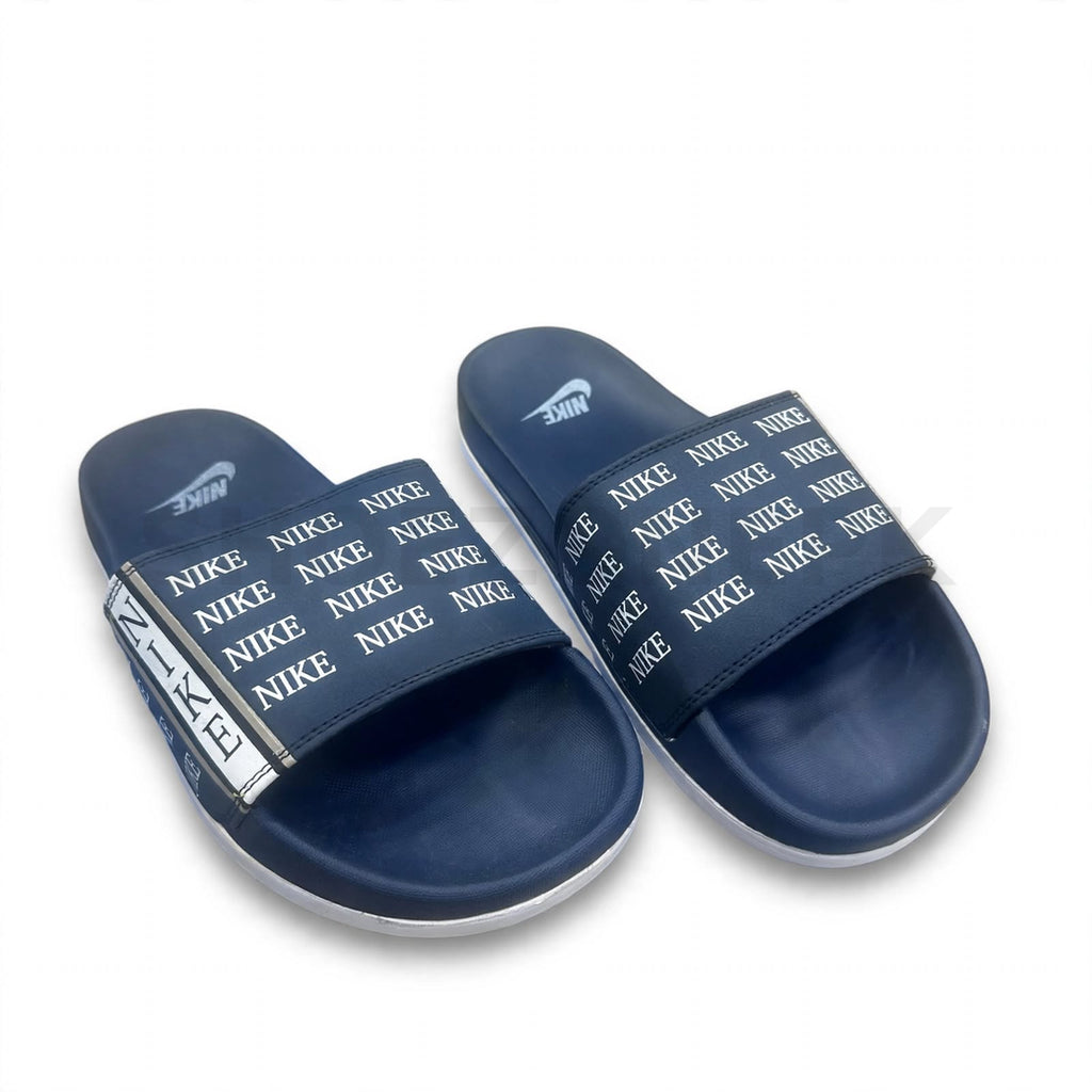 NK Slide Blue White Logo Print