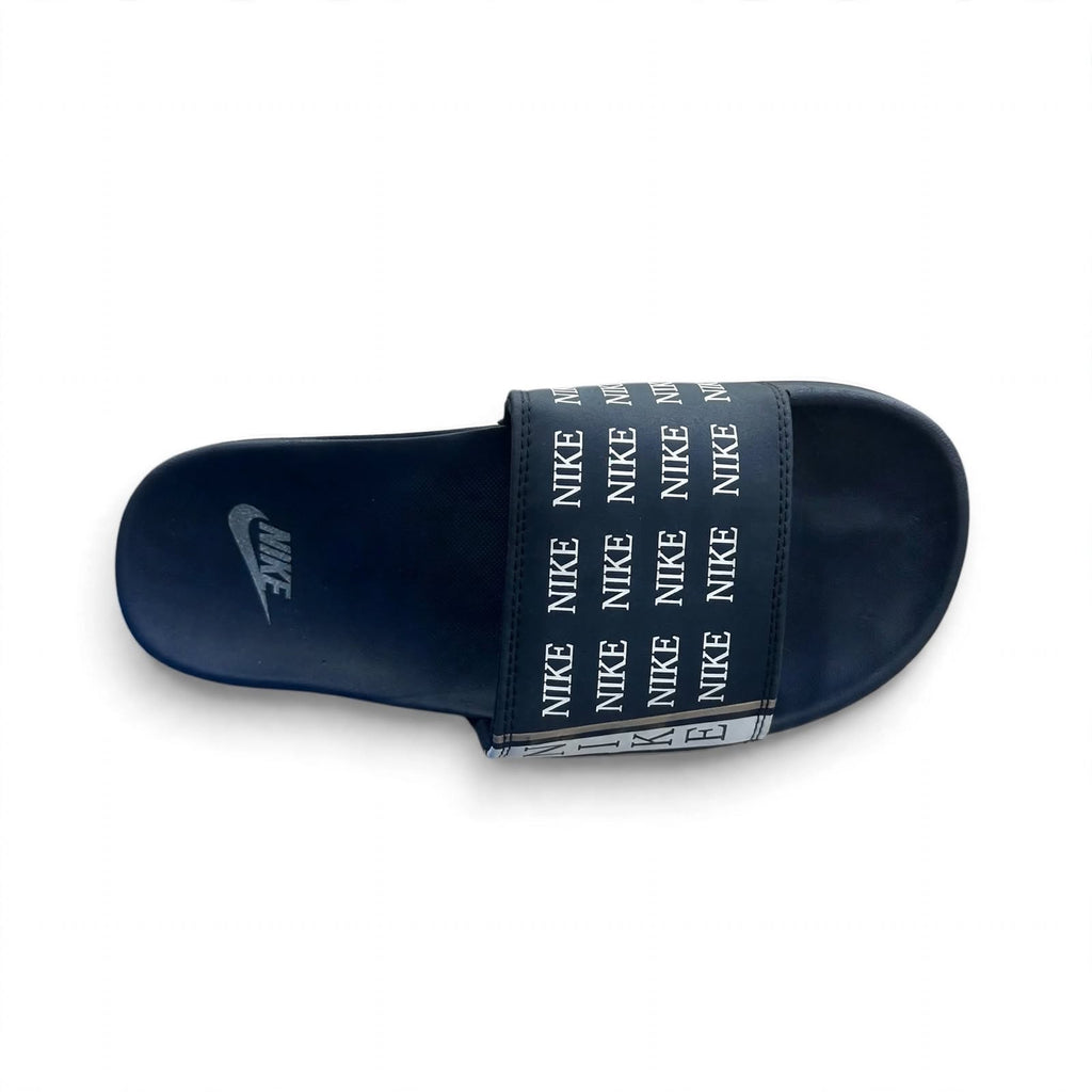 NK Slide Blue White Logo Print