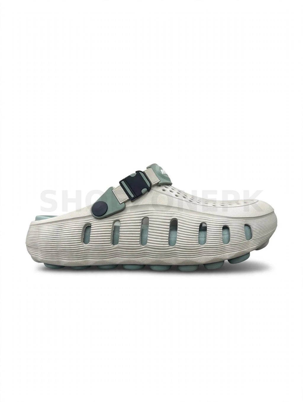Crocs Off-White with Sage Teal Medicated Sole