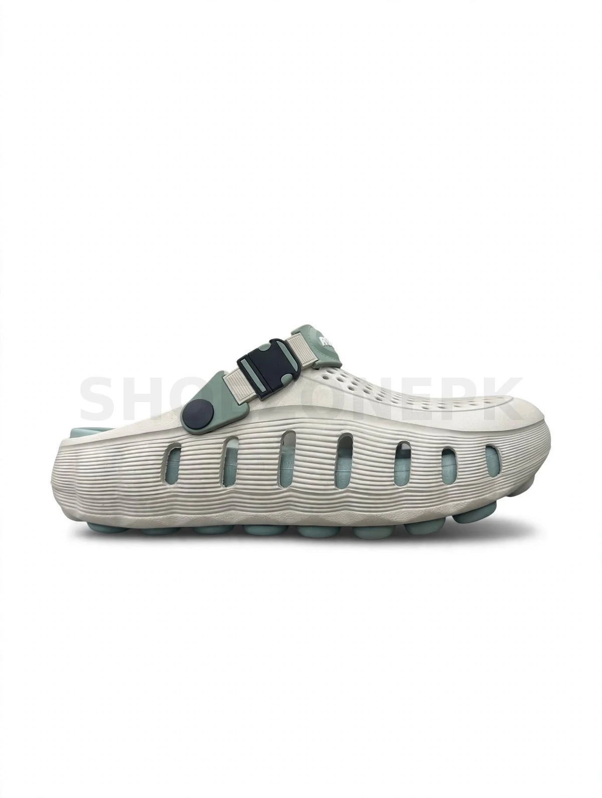 Crocs Off-White with Sage Teal Medicated Sole