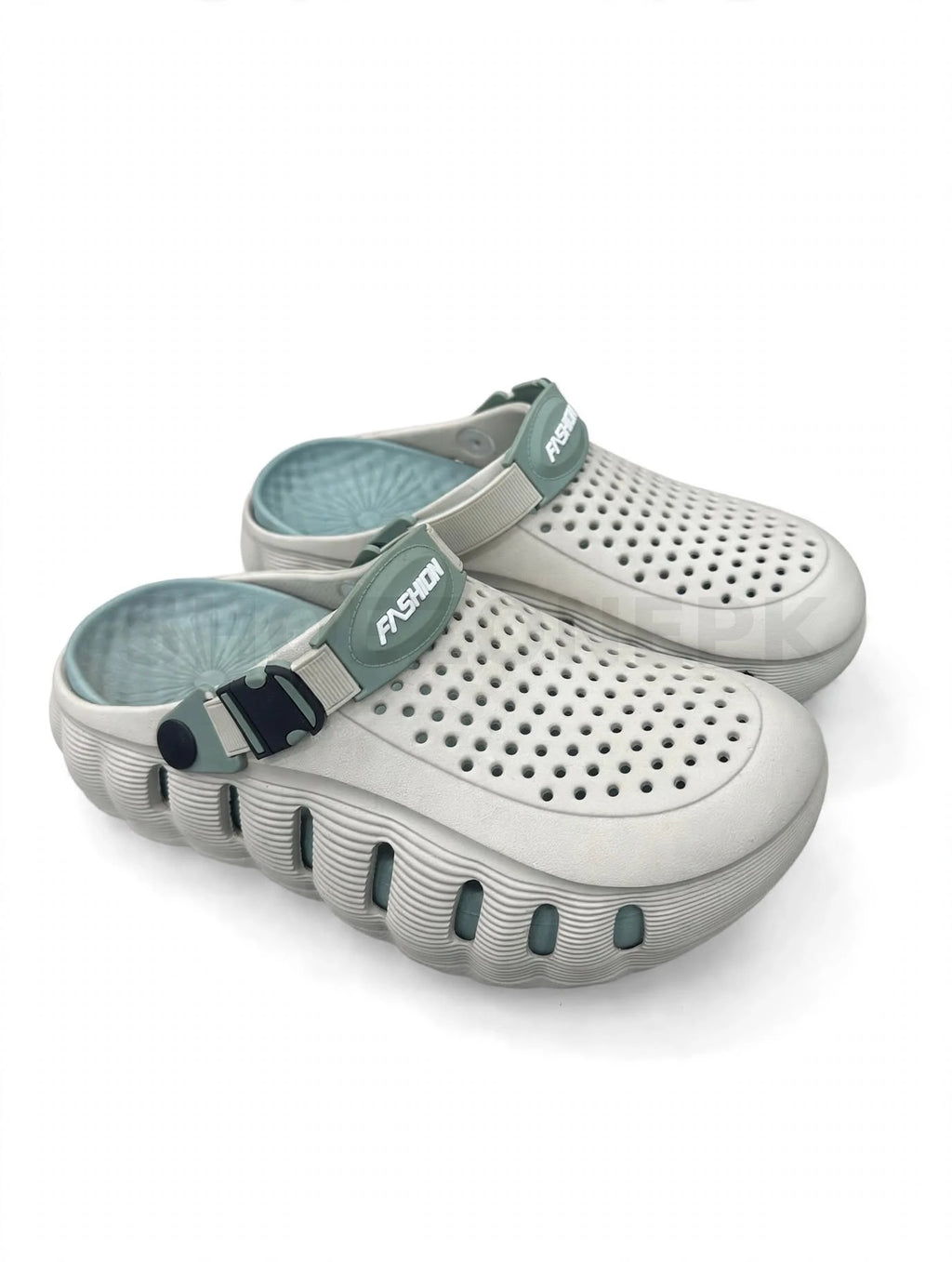 Crocs Off-White with Sage Teal Medicated Sole