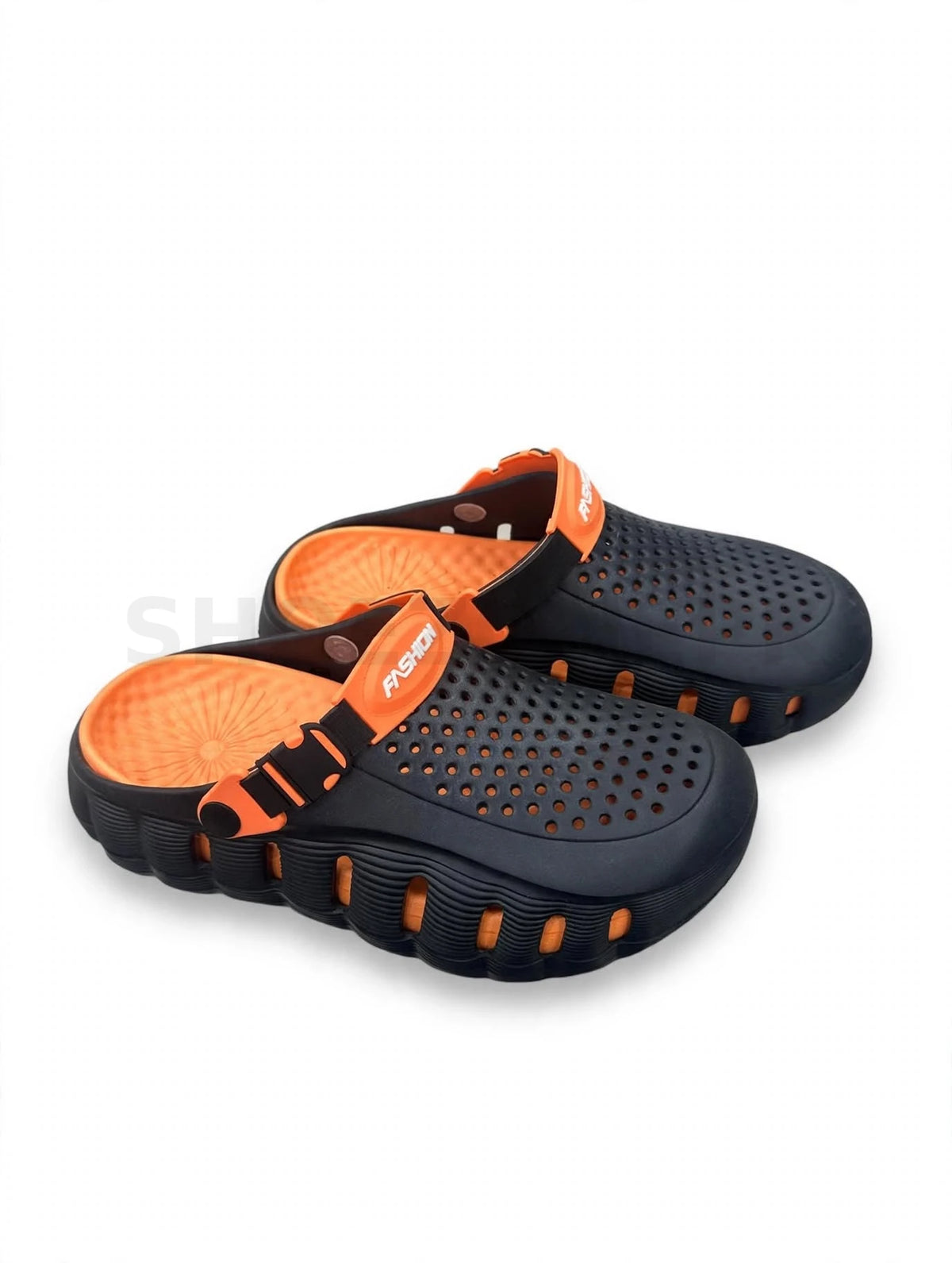Crocs Black Orange Medicated Sole