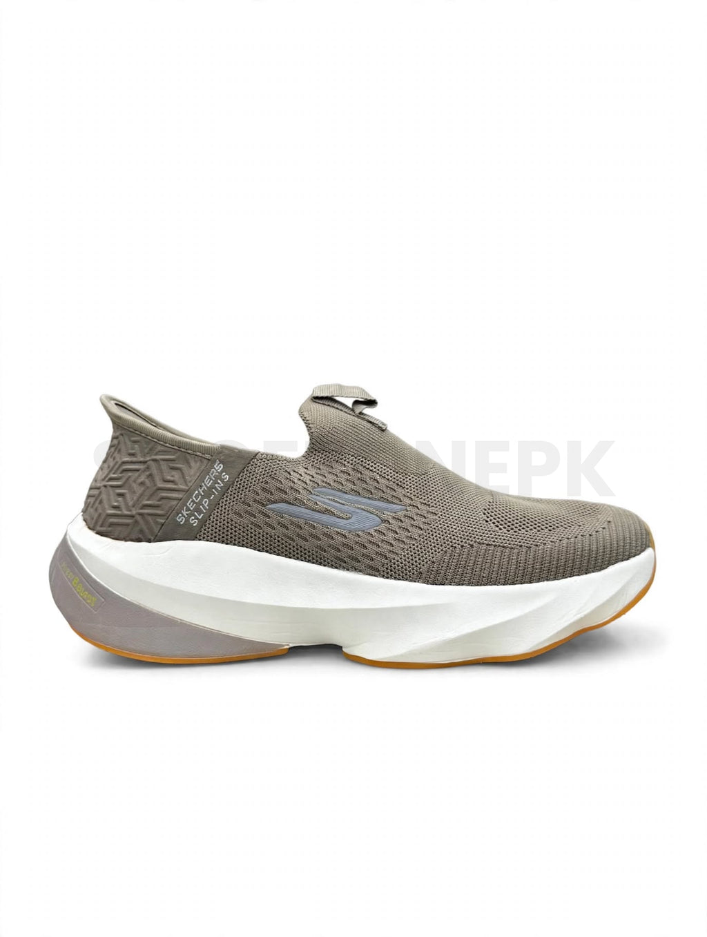 SK Slip-Ins Hyper Burst Khaki Grey with White midsole and Gum sole