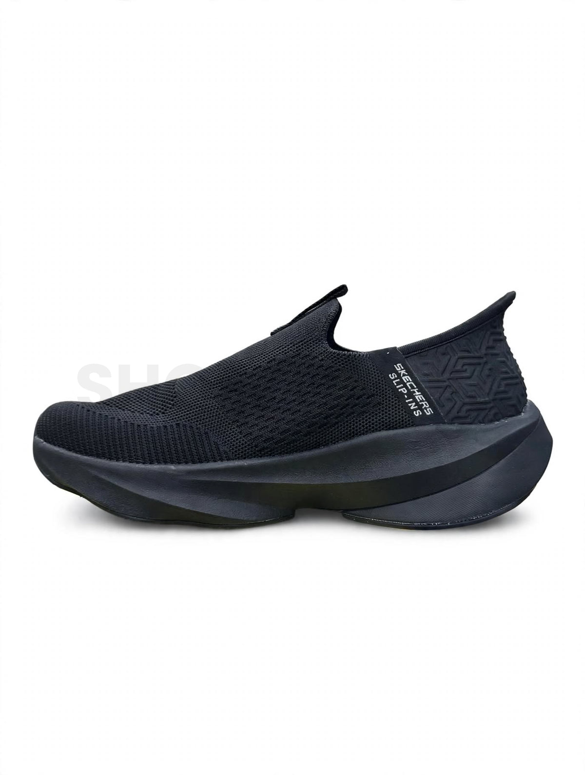 SK Slip-Ins Hyper Burst All Black with Grey S logo with Black midsole and Gum sole