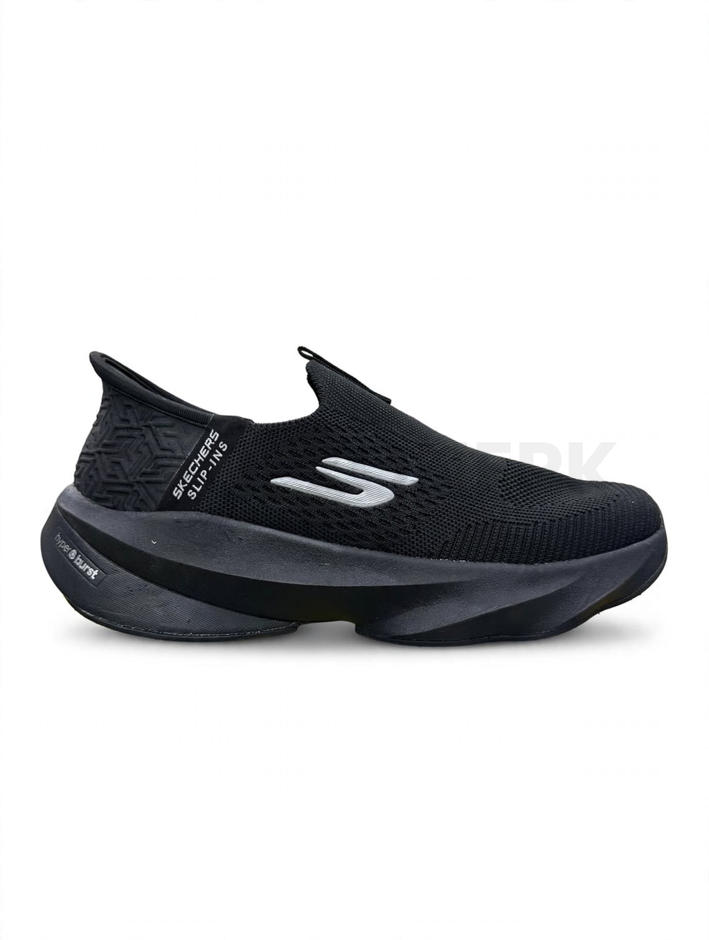 SK Slip-Ins Hyper Burst All Black with Grey S logo with Black midsole and Gum sole