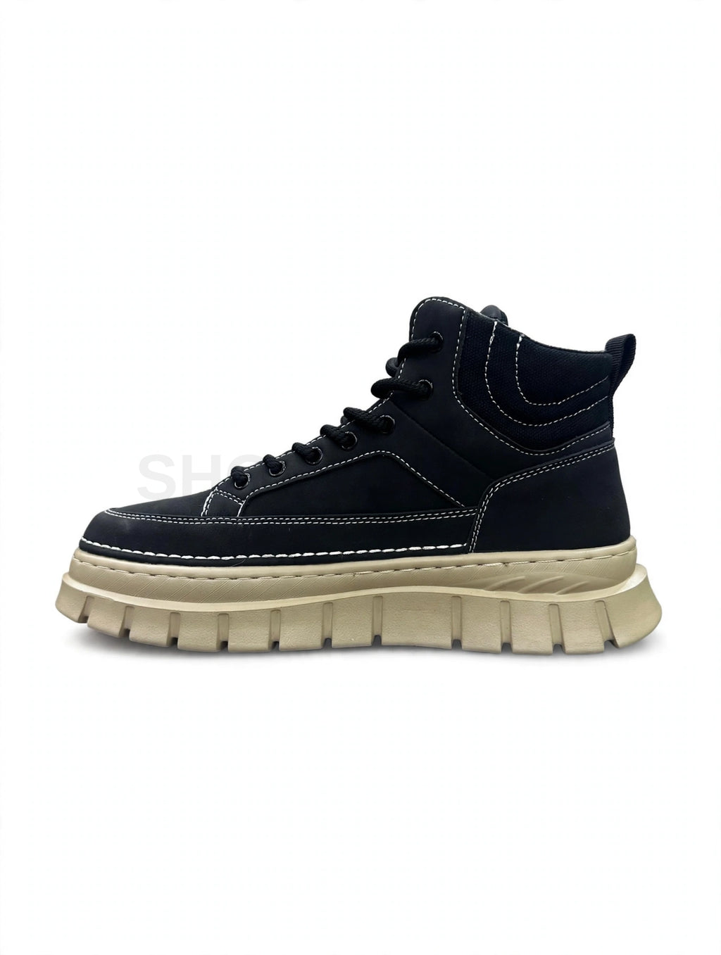 High Ankle Boots Black x Beige Sole