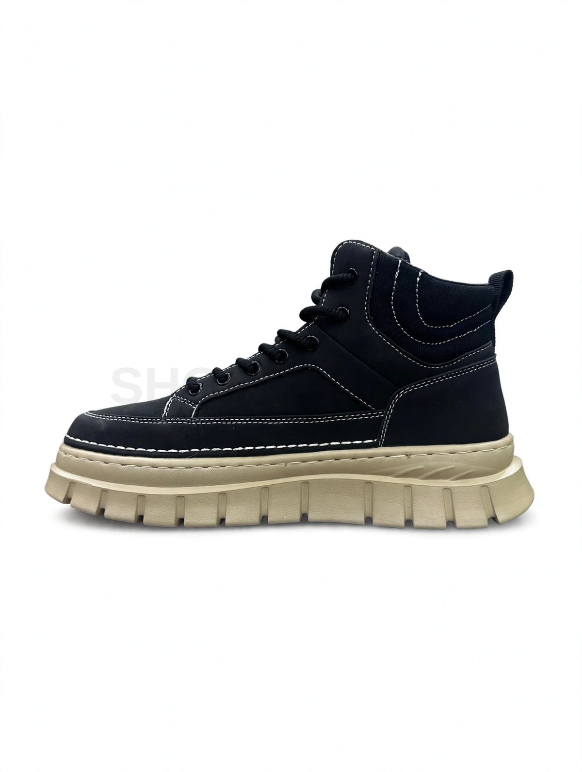 High Ankle Boots Black x Beige Sole