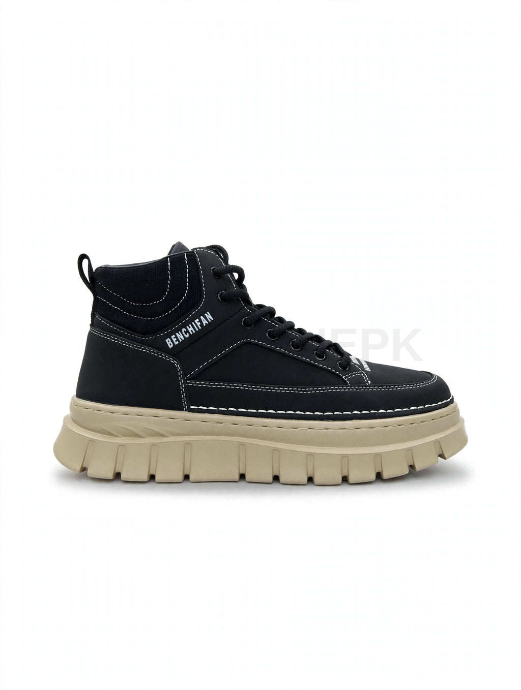 High Ankle Boots Black x Beige Sole