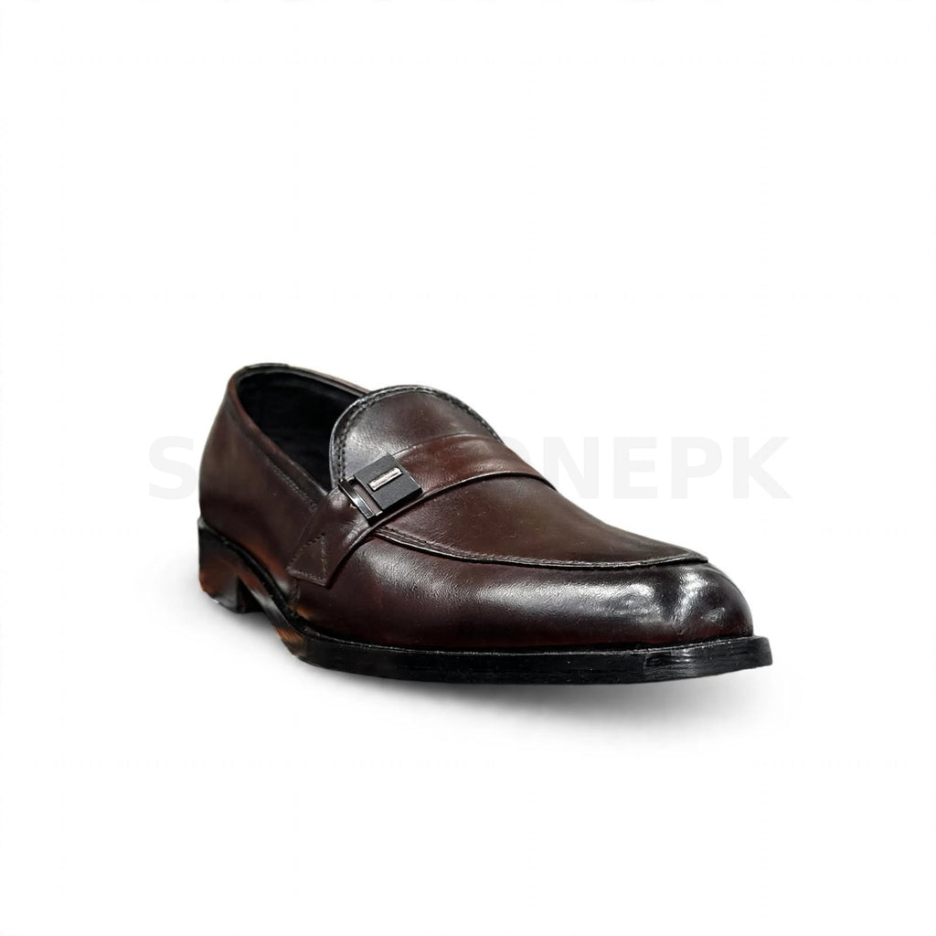 Buckle Loafer Dark Burnished Burgundy Brown Formal
