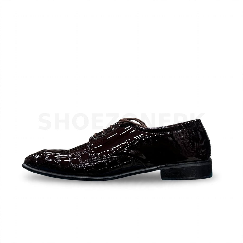 Patent Croc Formal Oxblood Brown