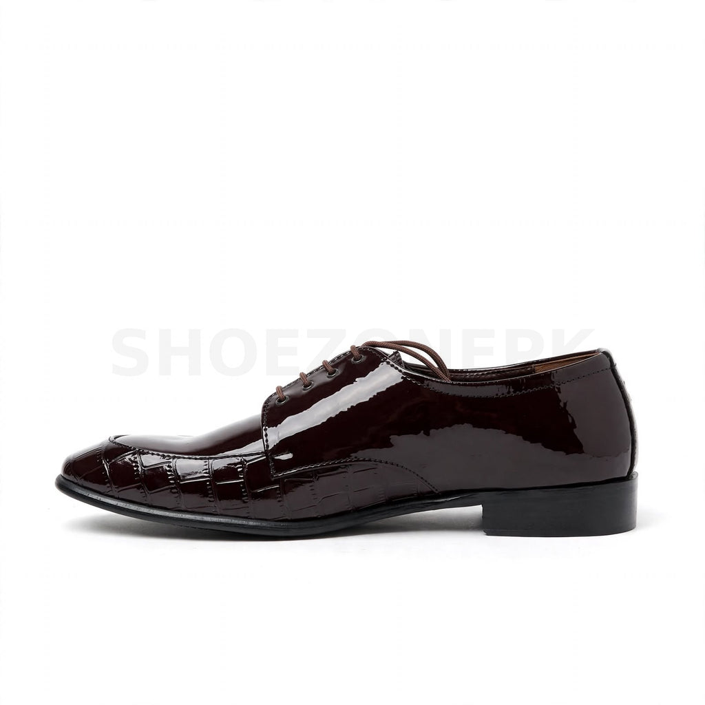 Patent Croc Formal Oxblood Brown