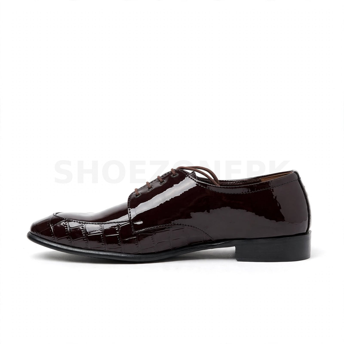 Patent Croc Formal Oxblood Brown