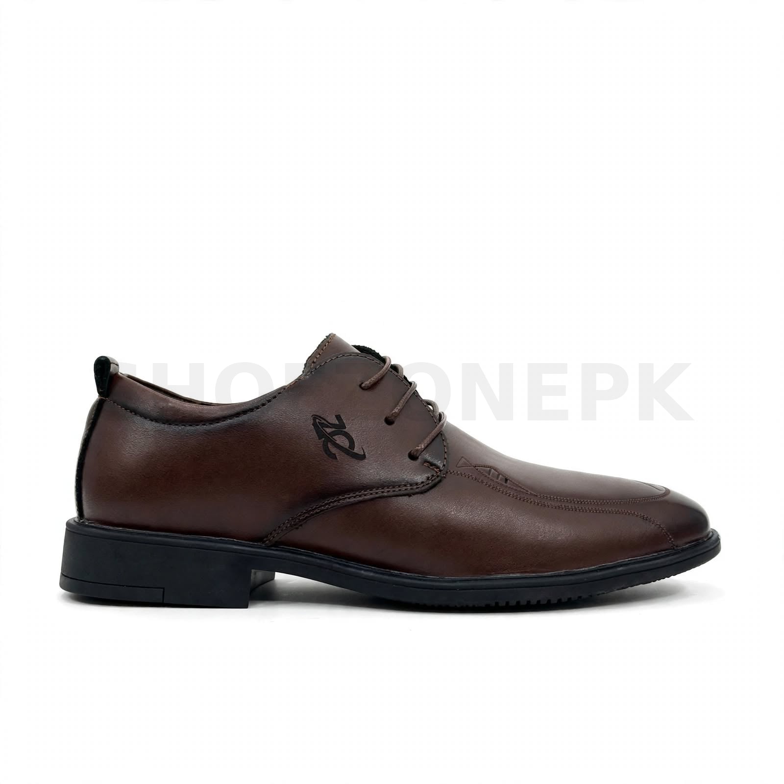 Formal Lace-Up Executive Dress Shoe Burnished Derby Dark Brown