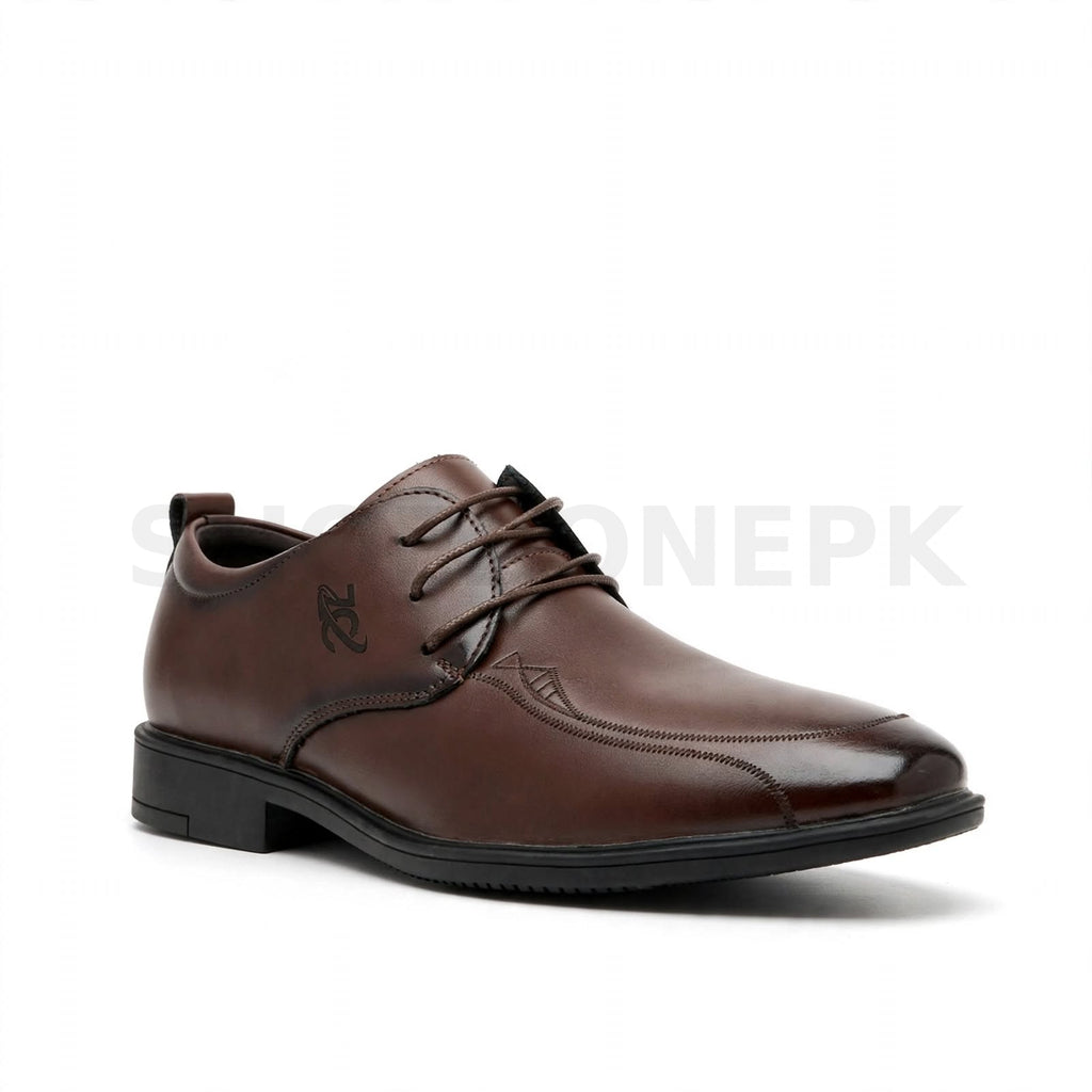 Formal Lace-Up Executive Dress Shoe Burnished Derby Dark Brown