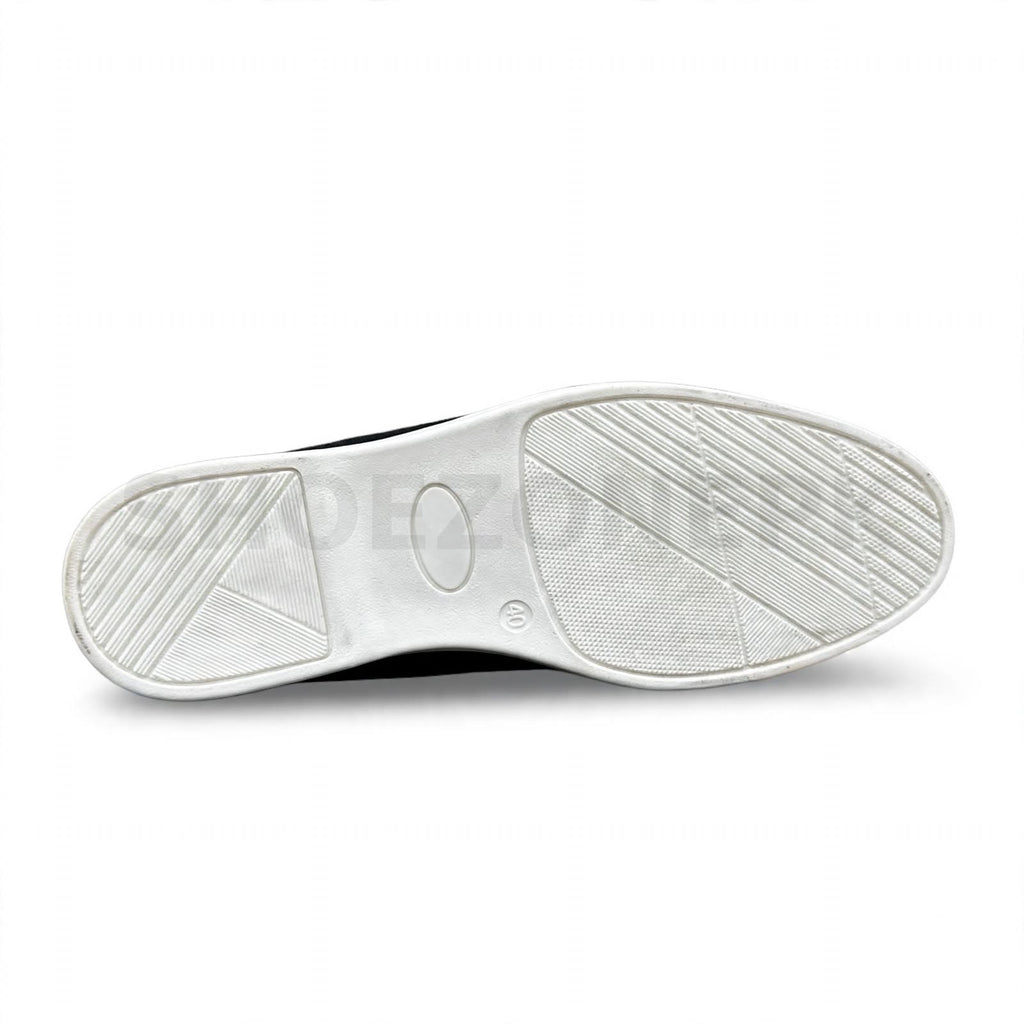 Casual Suede Loafer Black White Sole