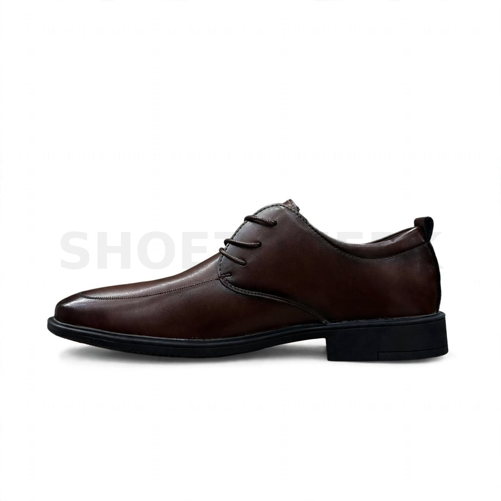 Formal Lace-Up Executive Dress Shoe Burnished Derby Dark Brown