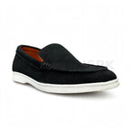 Casual Suede Loafer Black White Sole