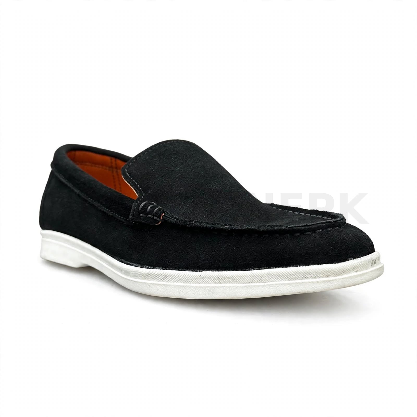 Casual Suede Loafer Black White Sole