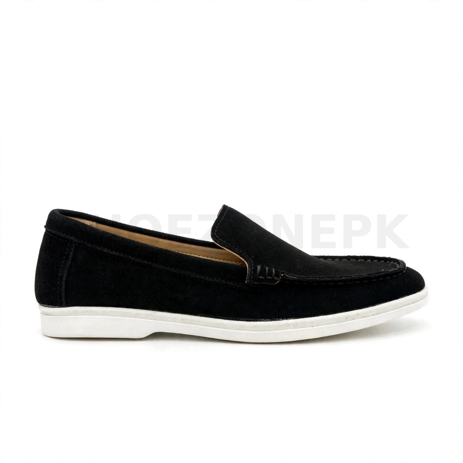 Casual Suede Loafer Black White Sole