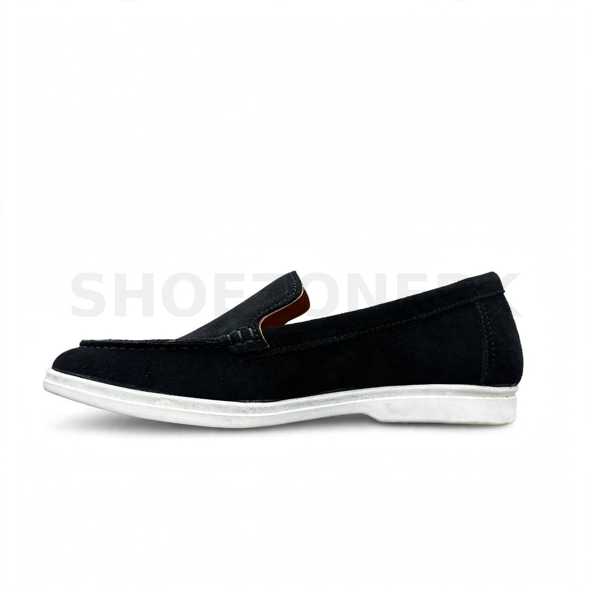 Casual Suede Loafer Black White Sole