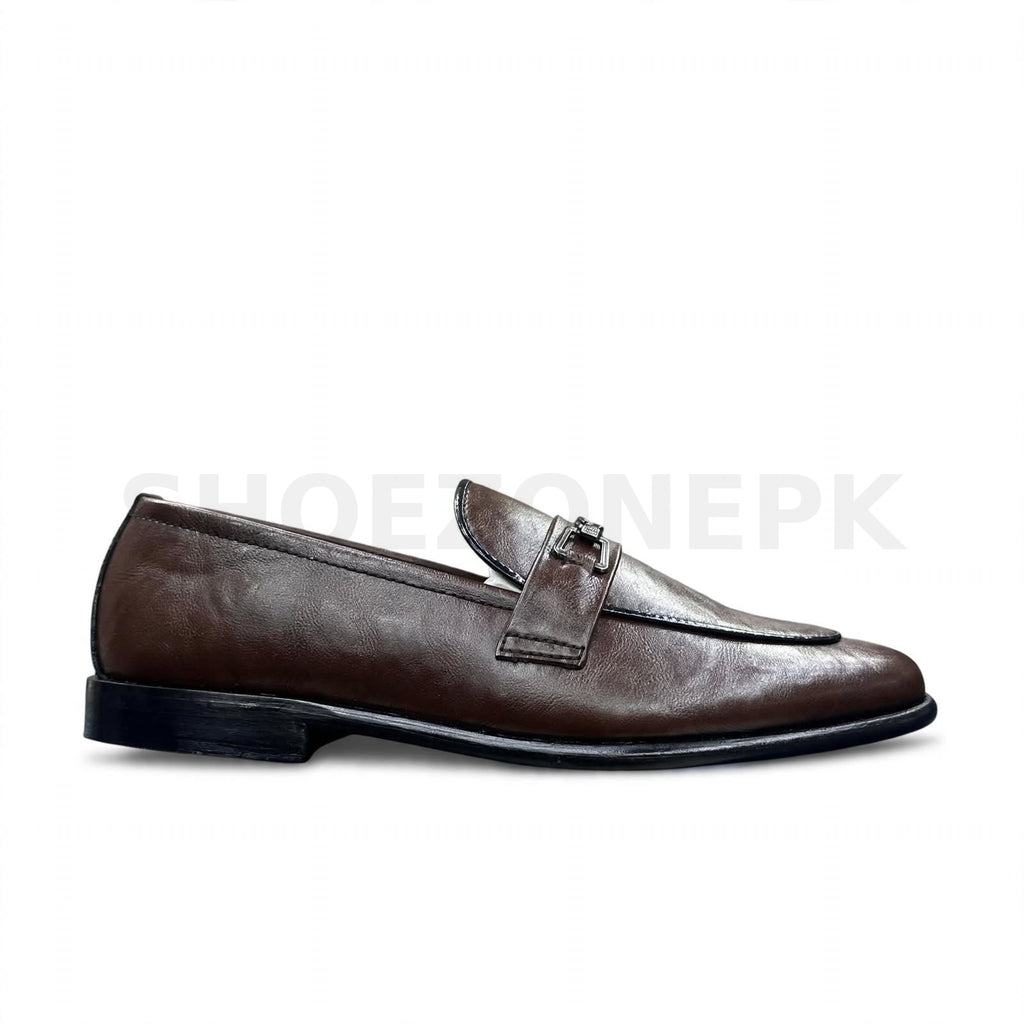 Buckle Pointed Loafer Formal Brown