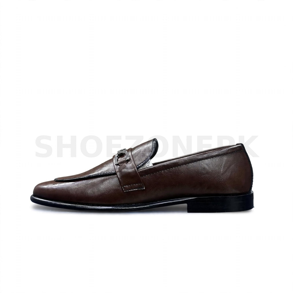 Buckle Pointed Loafer Formal Brown