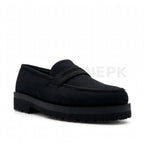 Chunky Suede Penny Loafer Black
