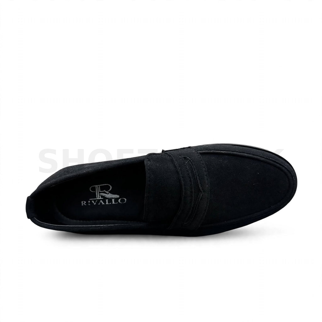 Chunky Suede Penny Loafer Black