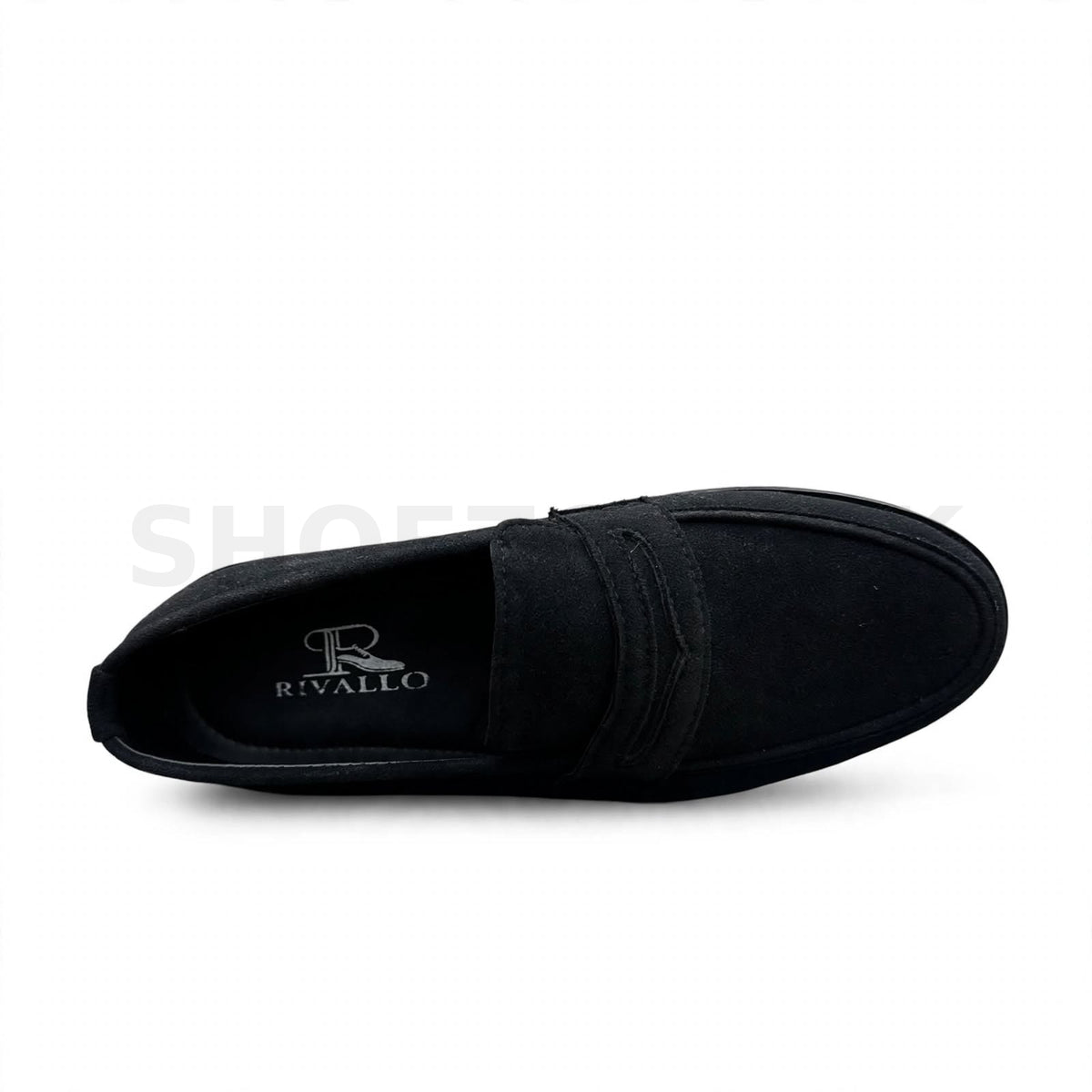Chunky Suede Penny Loafer Black