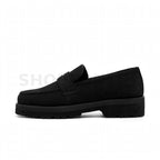 Chunky Suede Penny Loafer Black