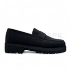 Chunky Suede Penny Loafer Black