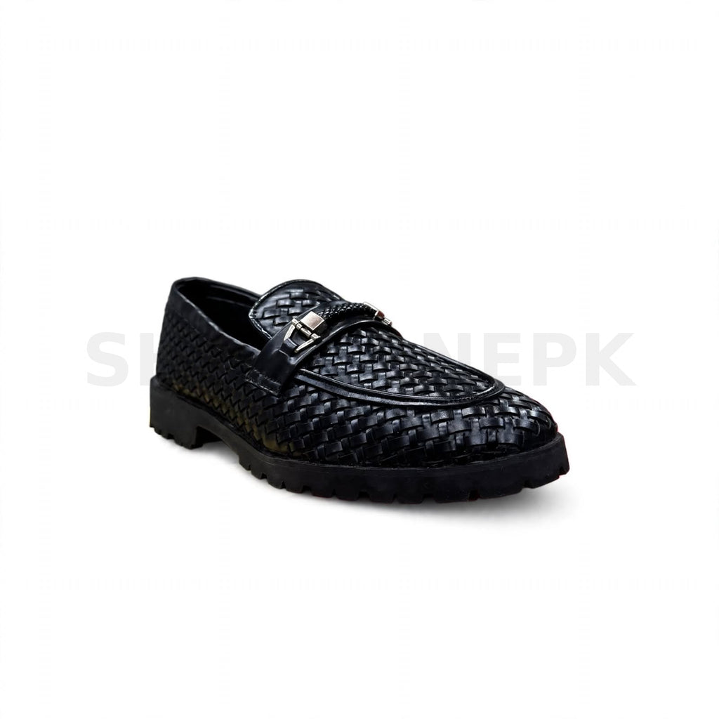 Braided Woven Loafer Formal Black