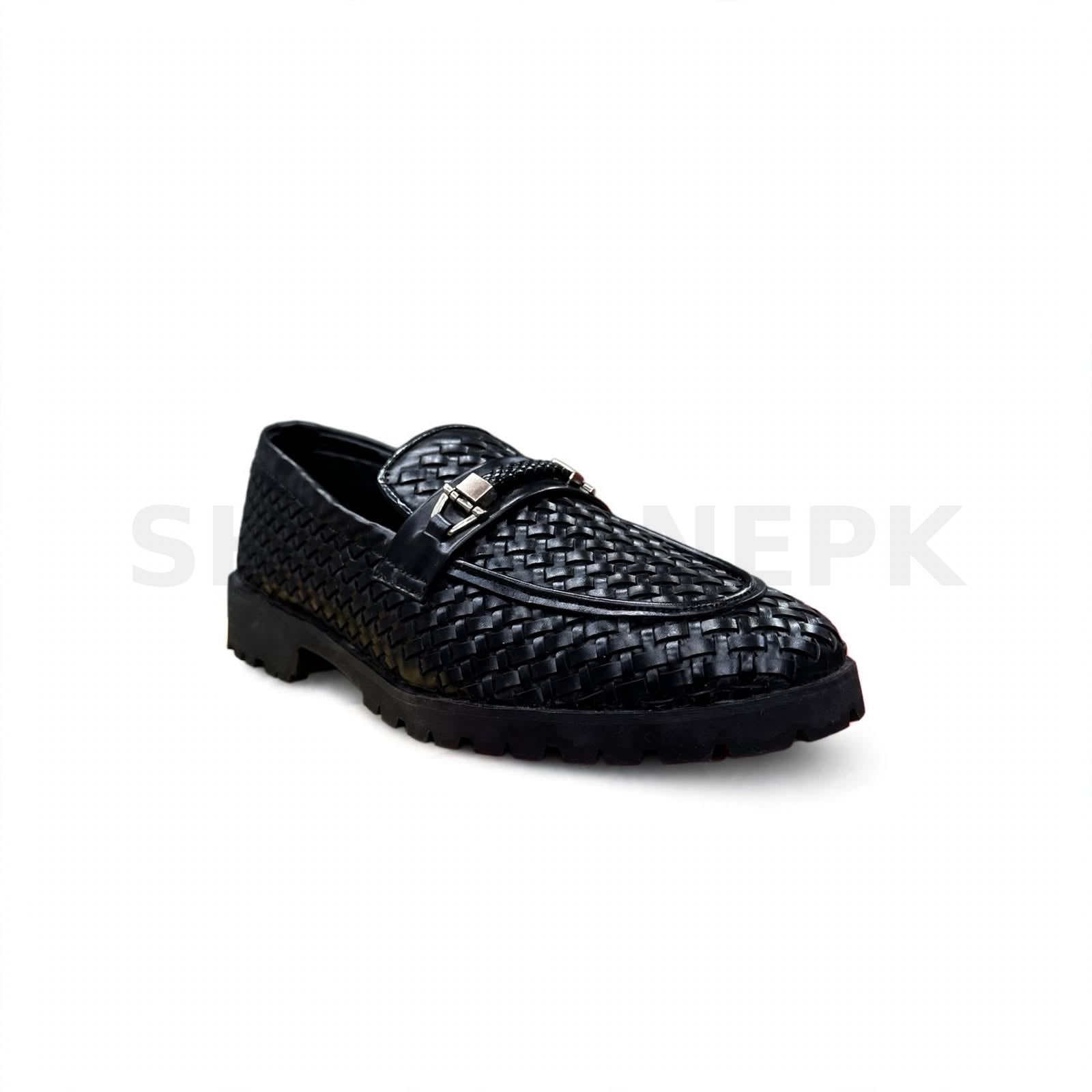 Braided Woven Loafer Formal Black