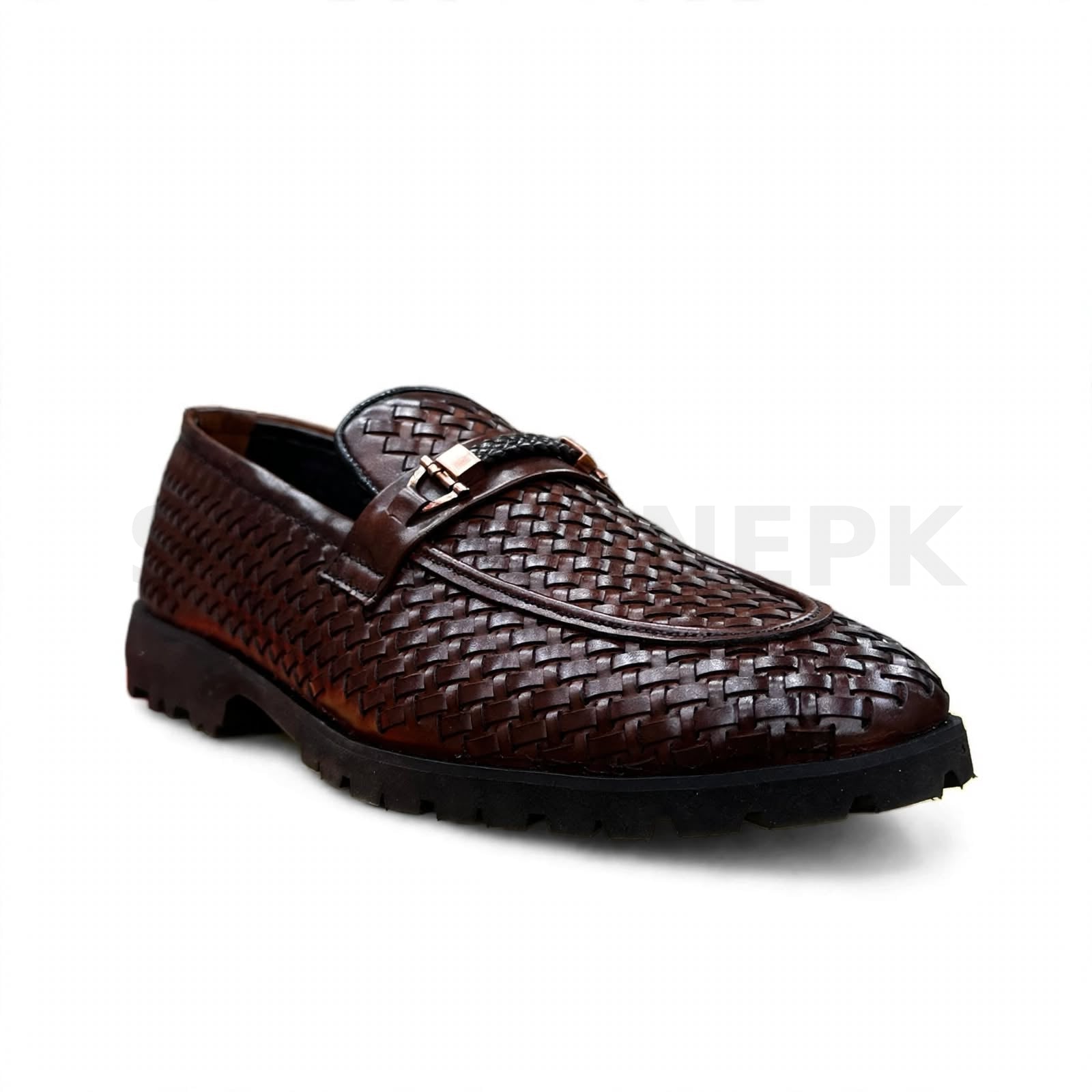 Braided Woven Loafer Formal Brown