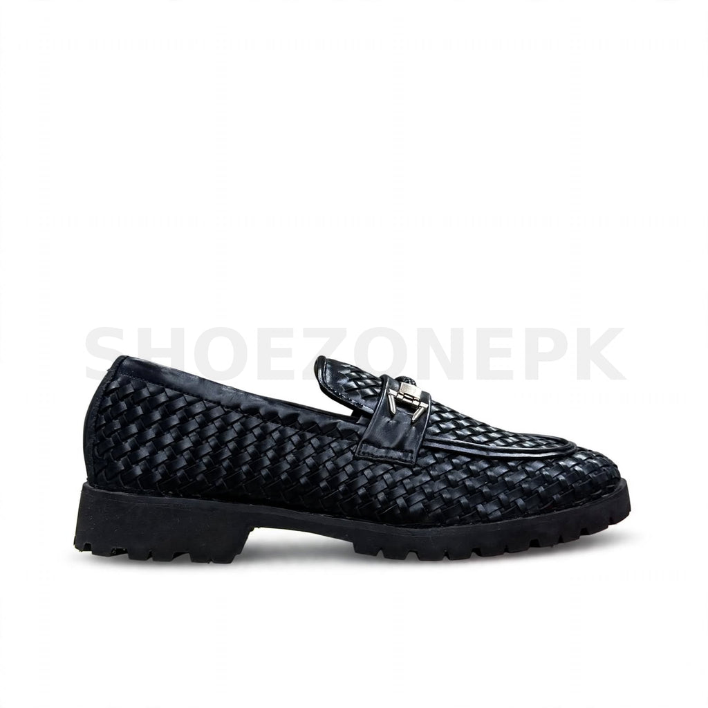 Braided Woven Loafer Formal Black