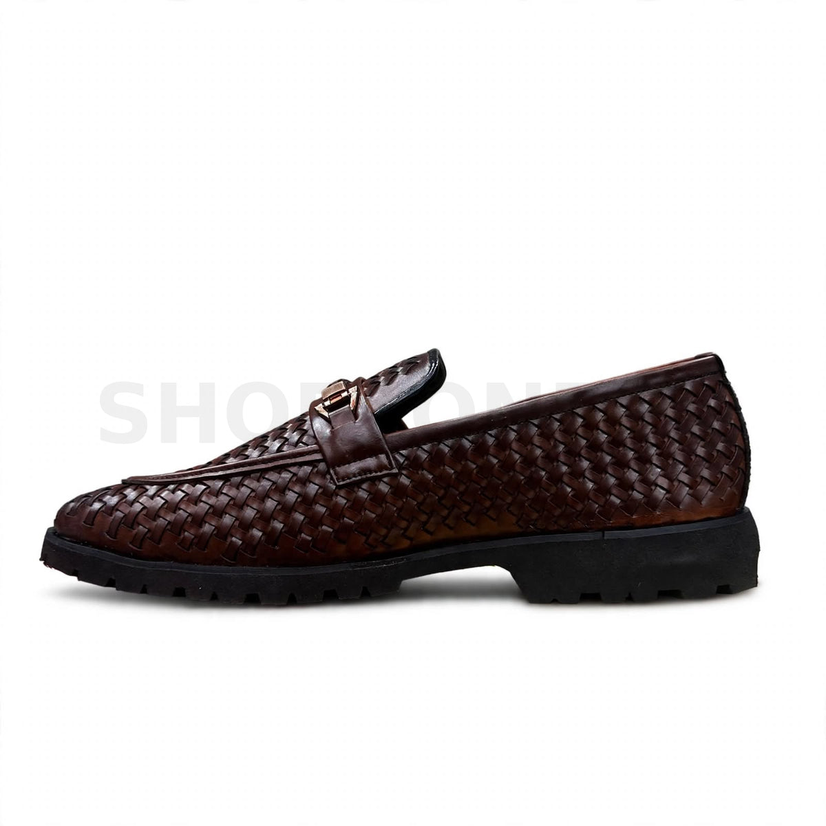 Braided Woven Loafer Formal Brown