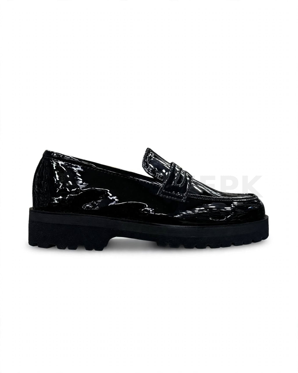 Patent Chunky Loafer Black Shiny