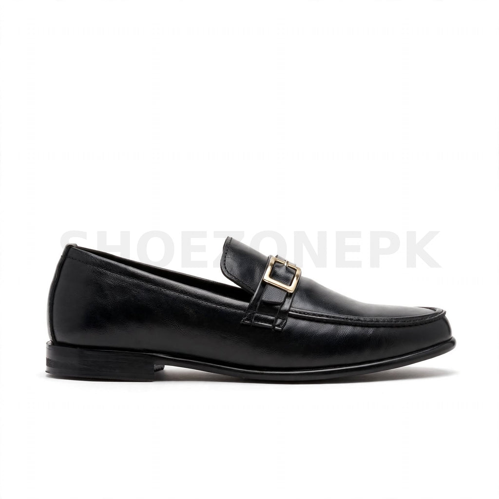 Formal Buckle Loafer Black Gold